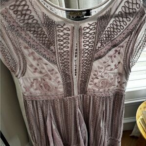 Free People Lace and Beaded Detail Dress in Mauve